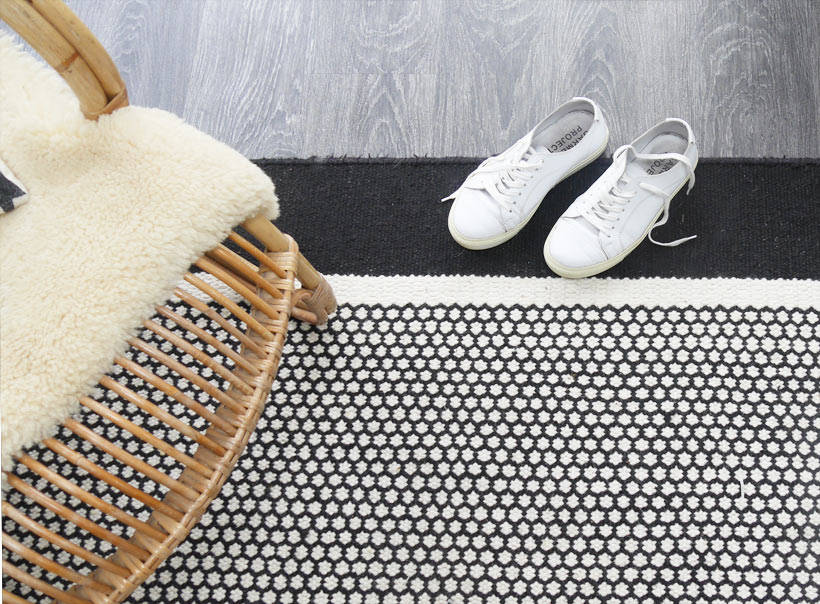 black and white rug